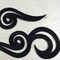 Black Swirl Embroidered Iron On Applique Pair 9"Size for Elegant Costumes and Gowns